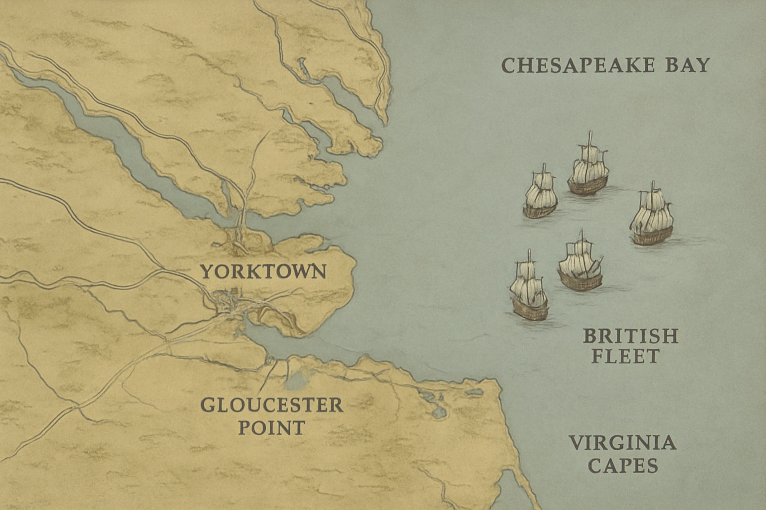 AI-generated historical illustration related to Yorktown: How a British Army Became Trapped