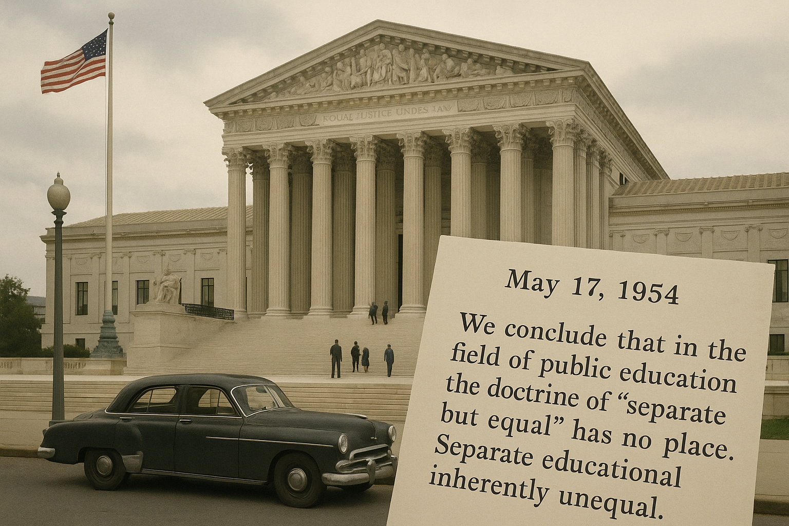 AI-generated historical illustration related to Brown v. Board of Education: The Ruling That Changed American Schools