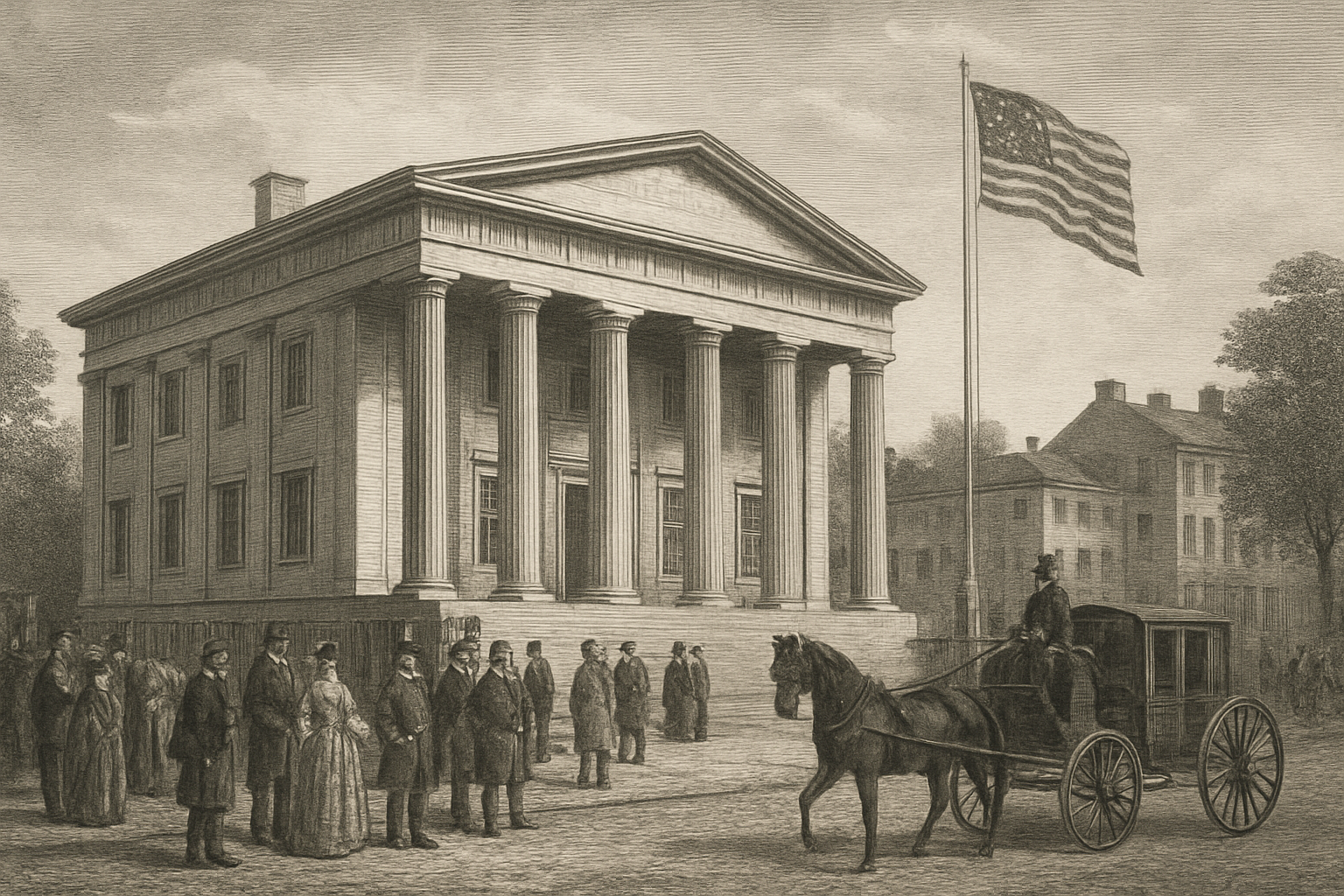 AI-generated historical illustration related to Andrew Jackson’s War on the National Bank
