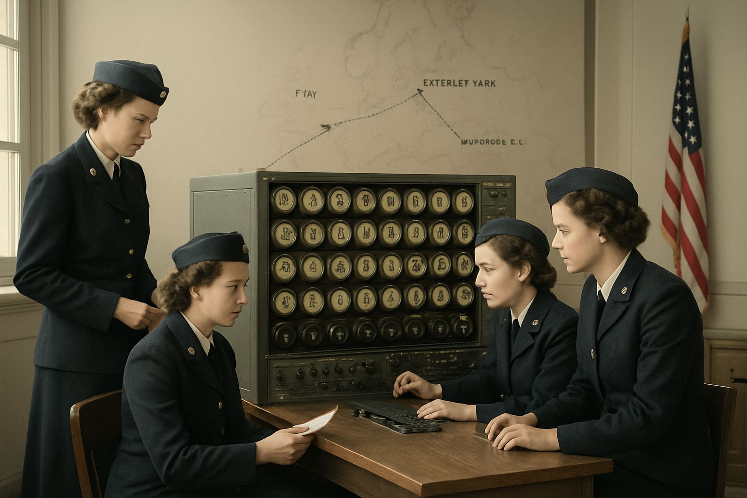 AI-generated historical illustration related to Alan Turing, Codebreaking, and the Machines That Helped Win World War II