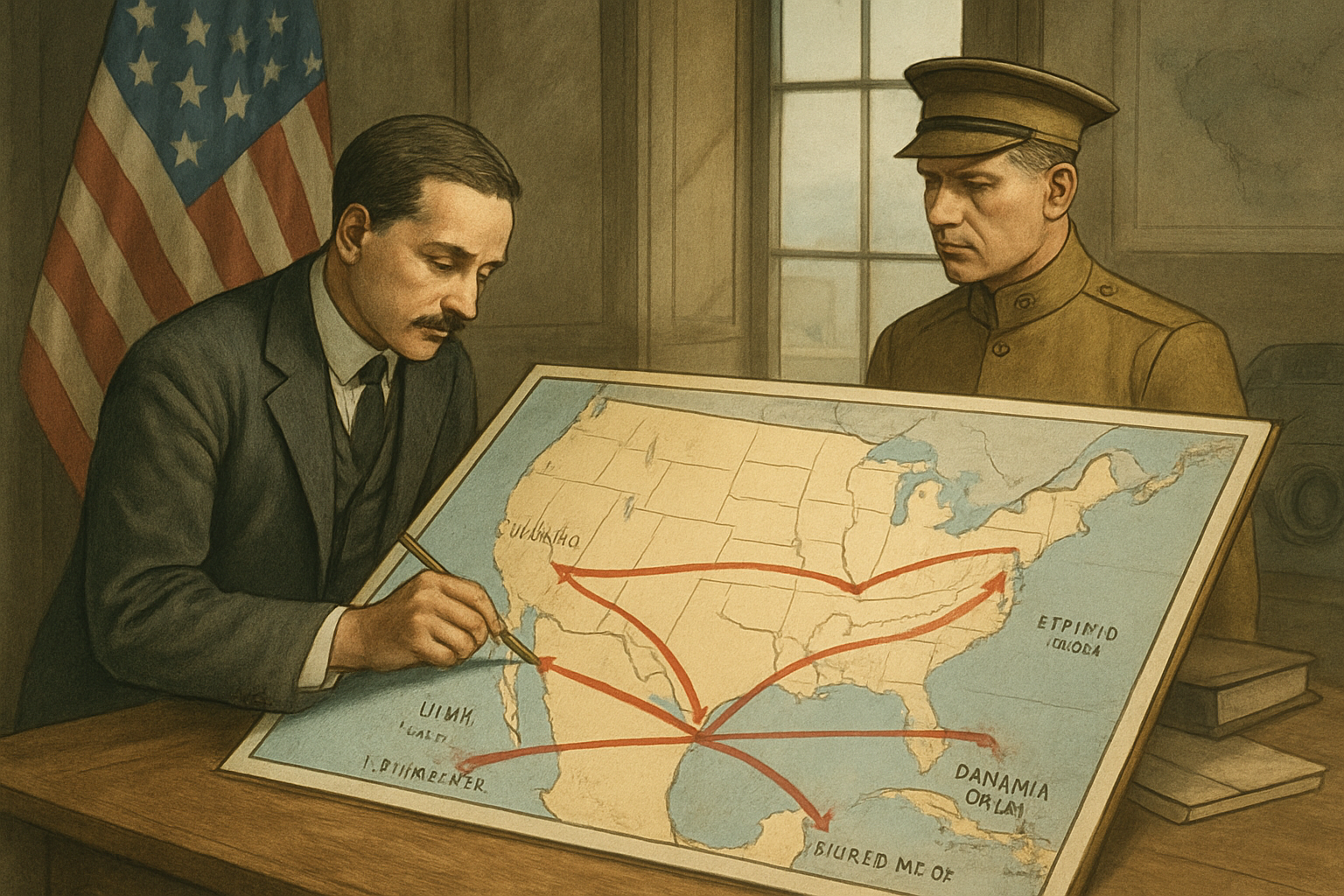 AI-generated historical illustration related to How the United States Became a World Power
