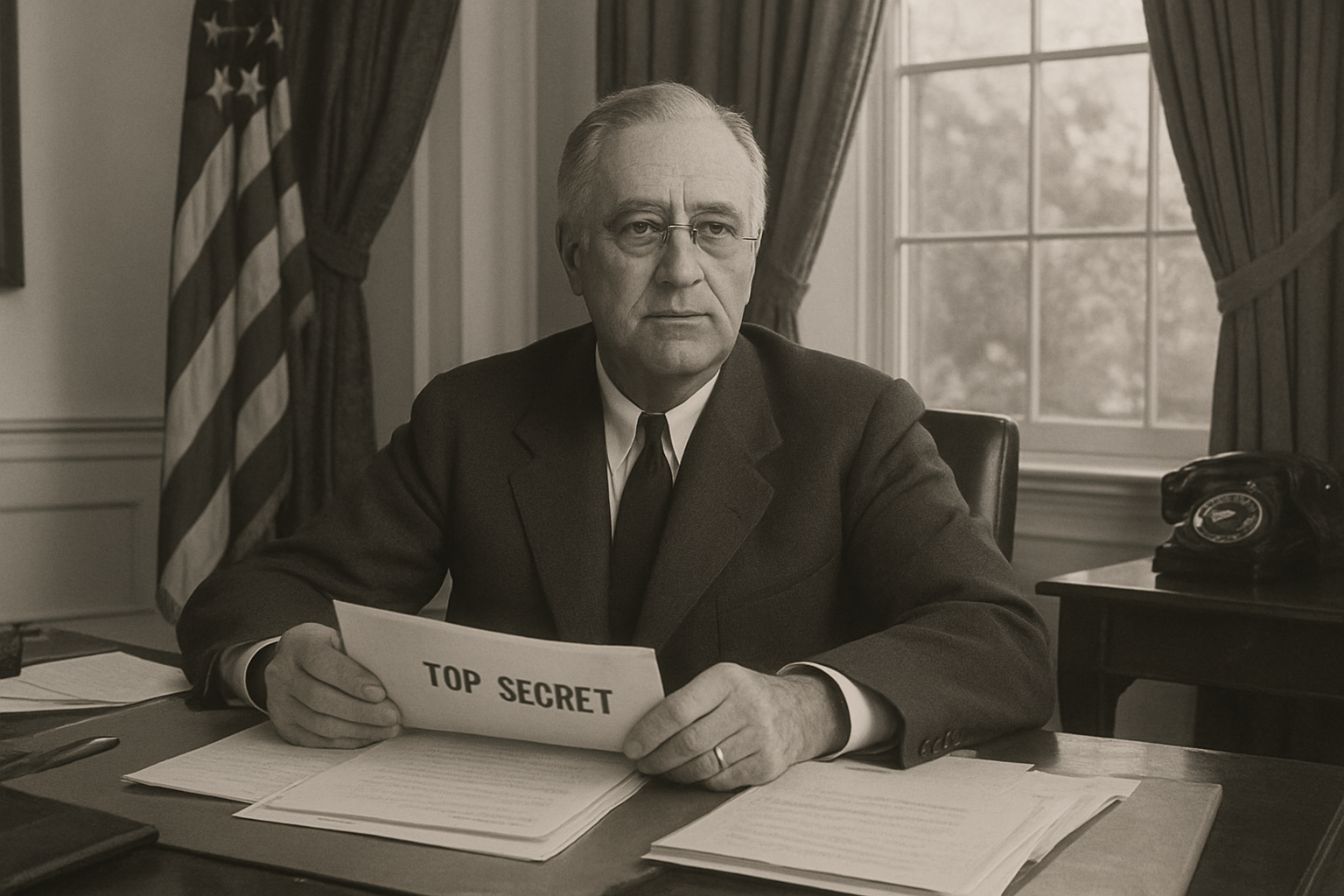 AI-generated historical illustration related to The Manhattan Project: America's Secret Decision to Build the Atomic Bomb
