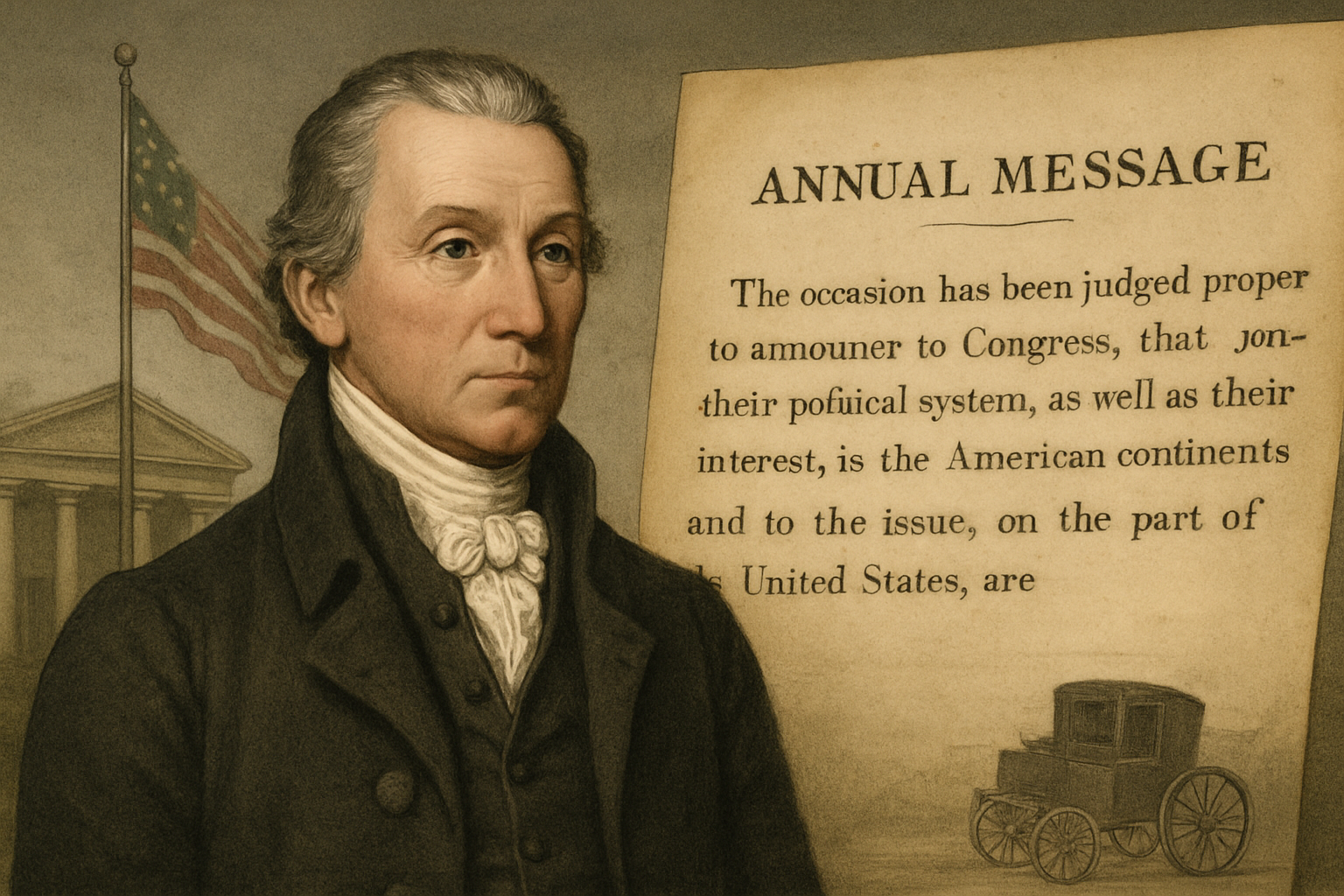 AI-generated historical illustration related to The Monroe Doctrine: A Warning with Lasting Consequences