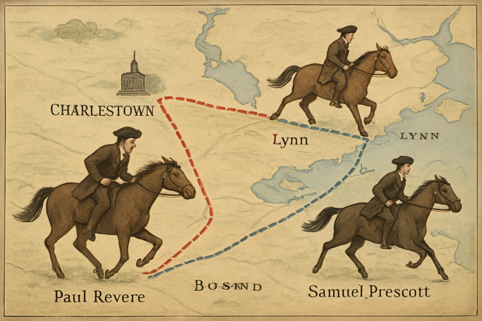 AI-generated historical illustration related to Paul Revere’s Ride: The Story Beyond the Legend