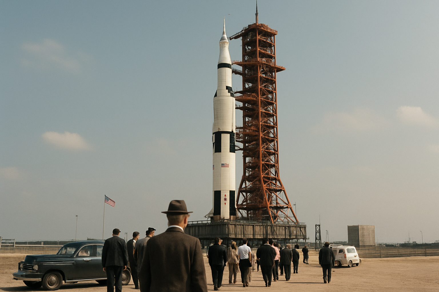 AI-generated historical illustration related to Wernher von Braun and America's Race to the Moon