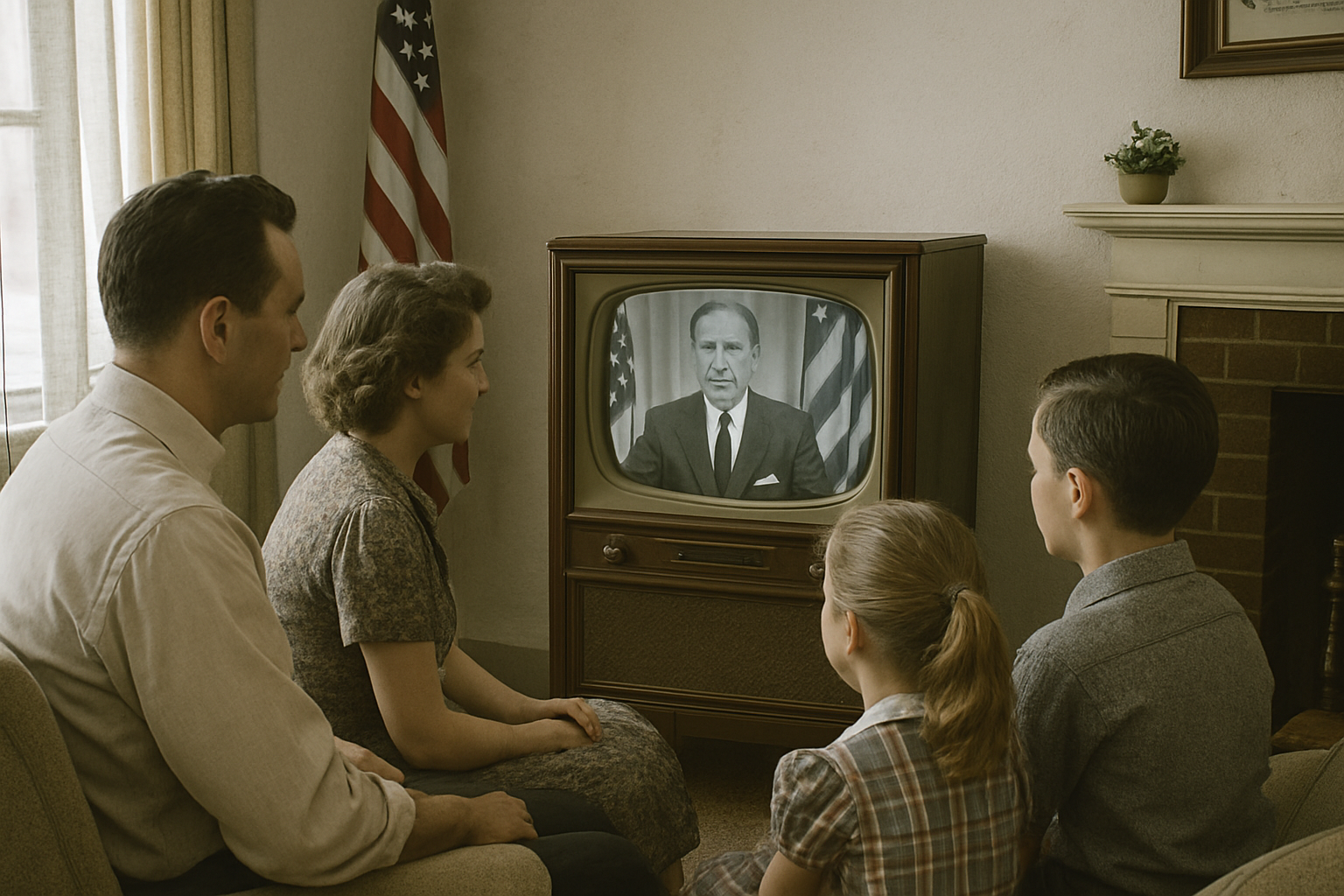 AI-generated historical illustration related to How Television Changed American Politics