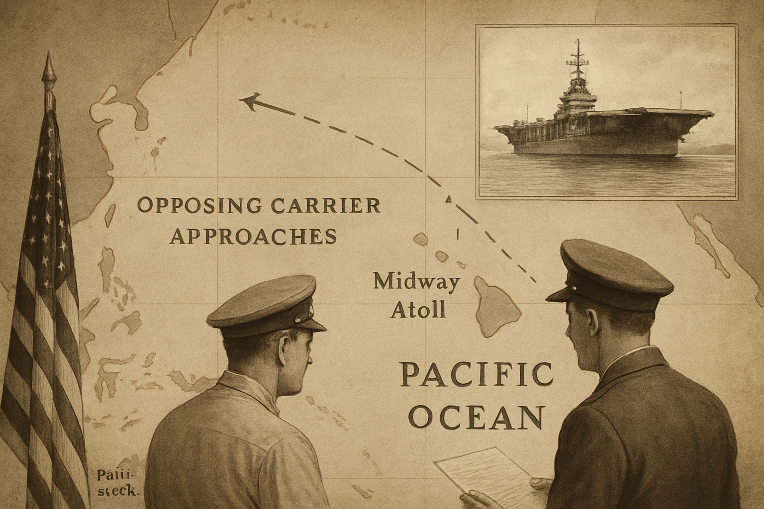 AI-generated historical illustration related to The Battle of Midway: How America Turned the Pacific War