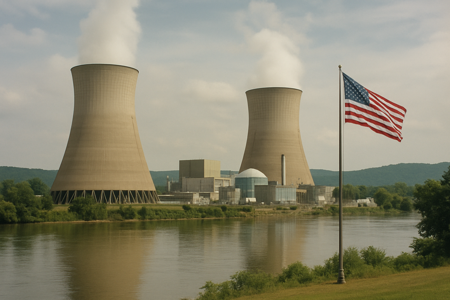 AI-generated historical illustration related to Three Mile Island: America's Nuclear Power Scare