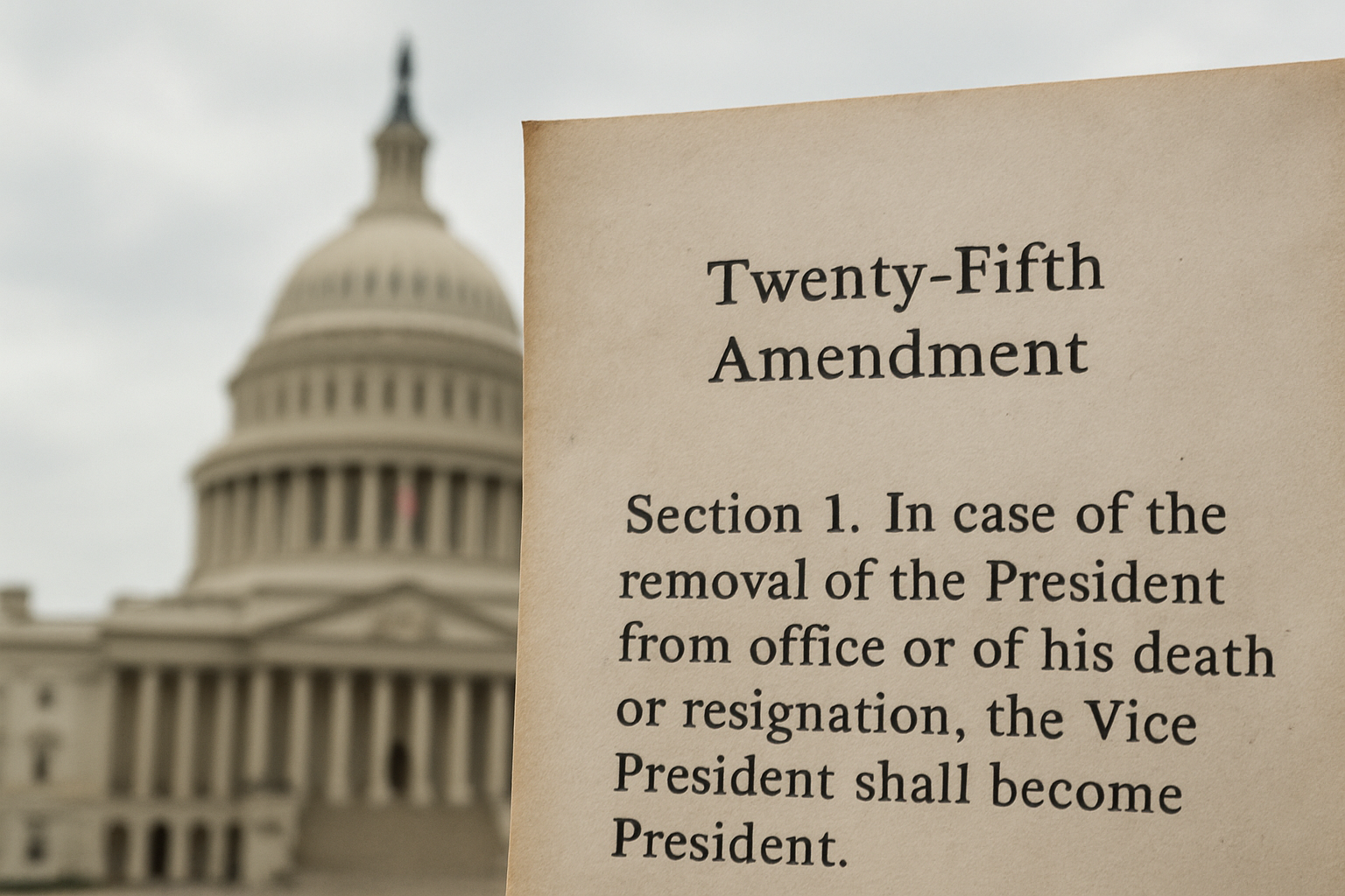 AI-generated historical illustration related to The 25th Amendment: What Happens When a President Cannot Serve?