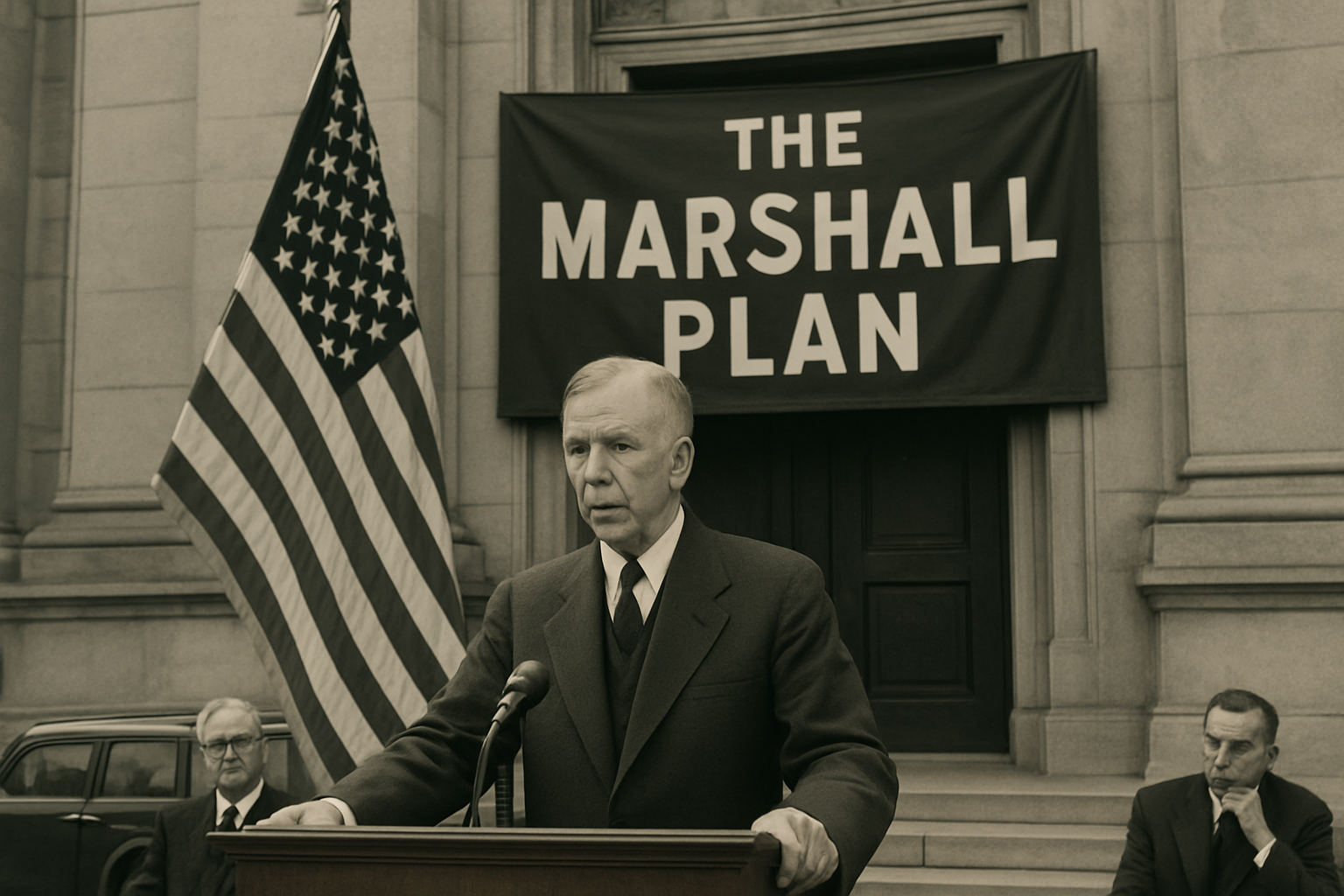 AI-generated historical illustration related to The Marshall Plan: How America Helped Rebuild Europe