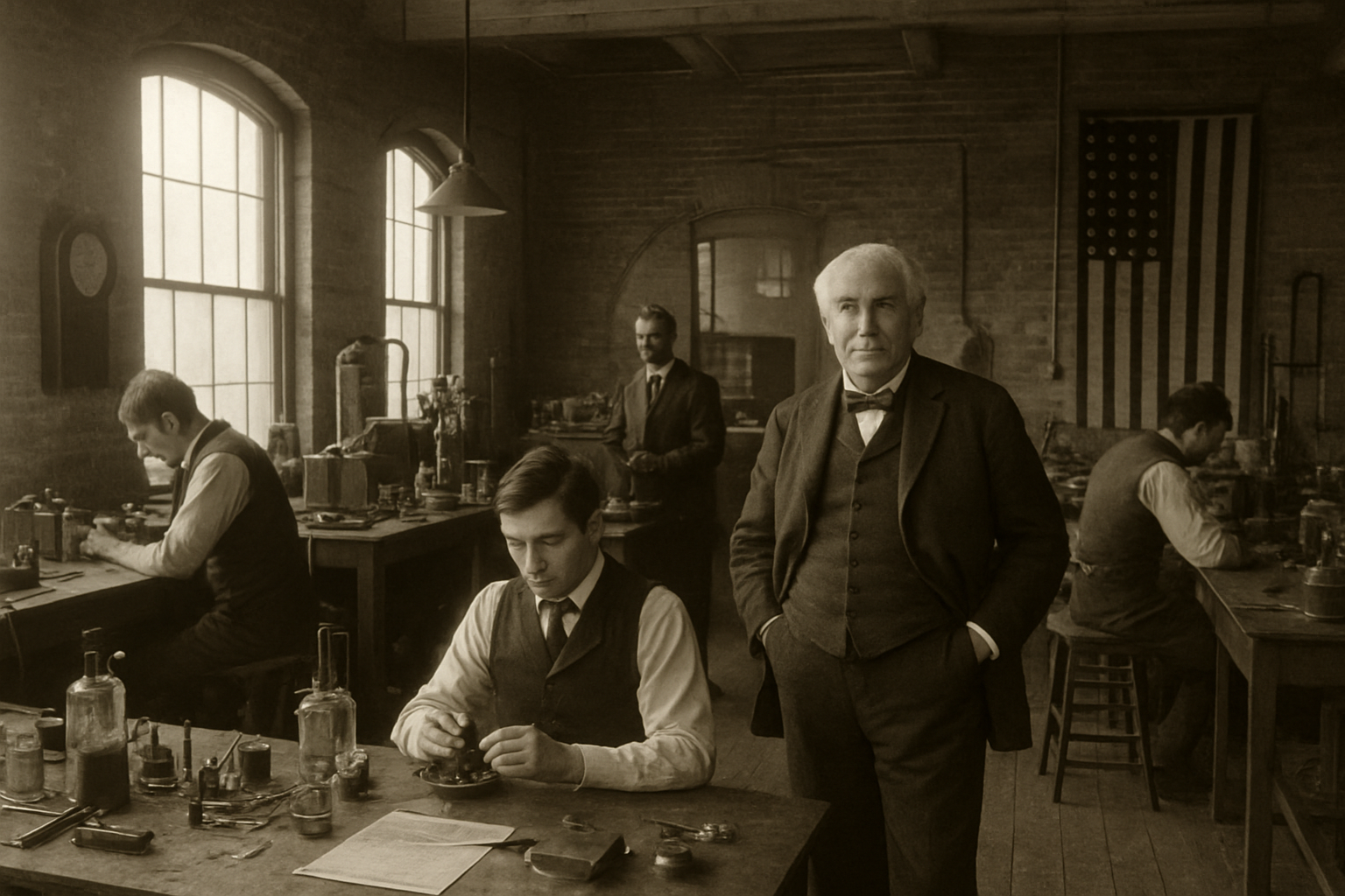 AI-generated historical illustration related to Thomas Edison and the Inventions That Changed Daily Life