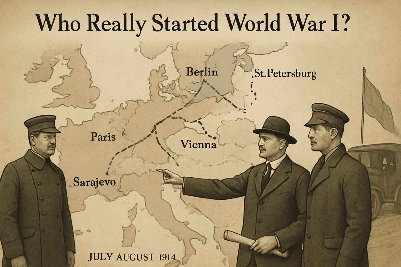 AI-generated historical illustration related to Who Really Started World War I?