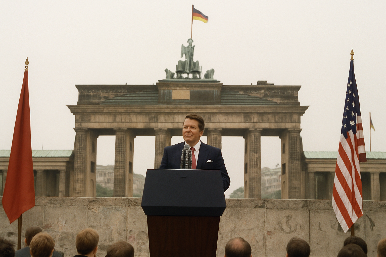 AI-generated historical illustration related to Mr. Gorbachev, Tear Down This Wall
