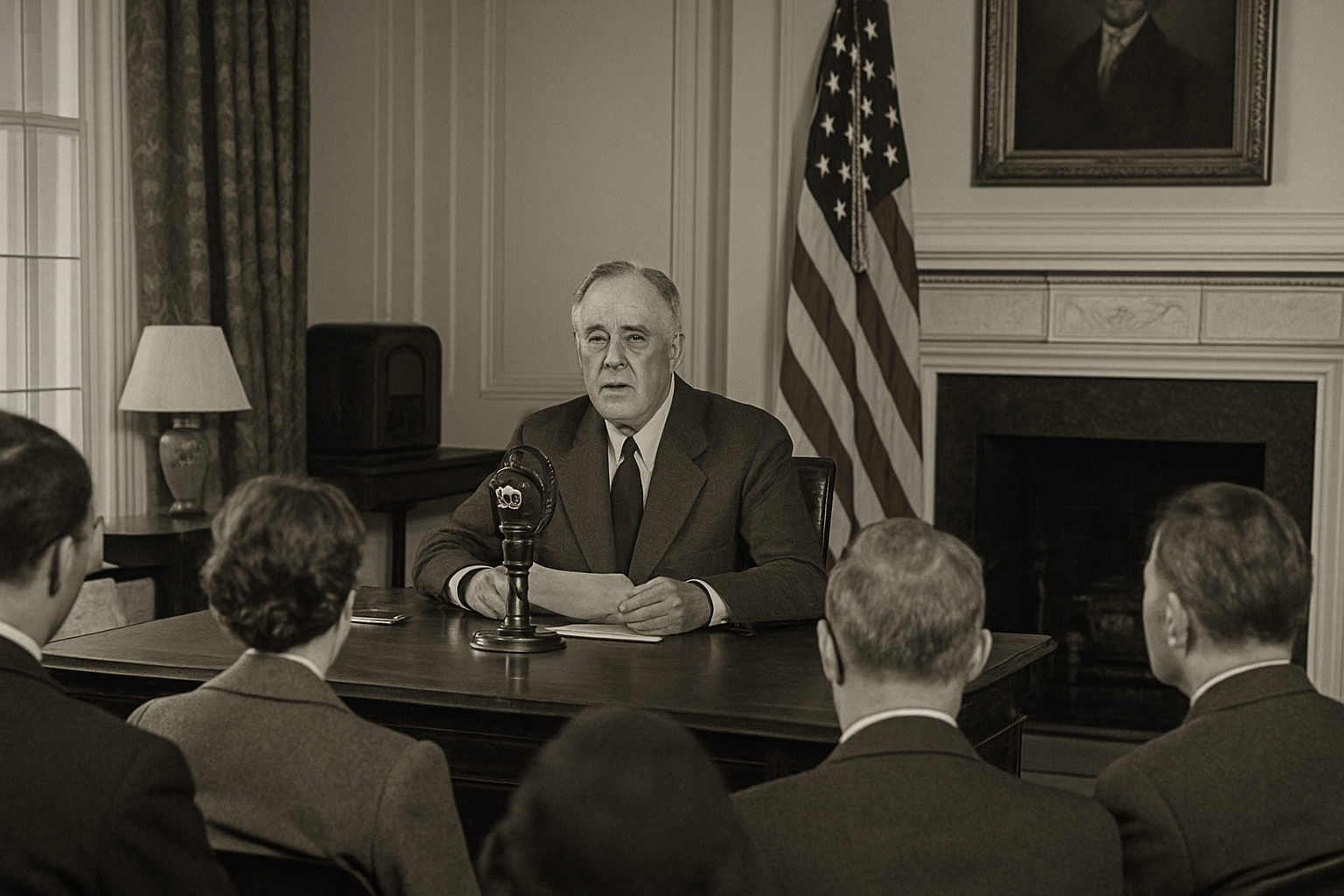 AI-generated historical illustration related to Franklin D. Roosevelt and America's Road Into World War II