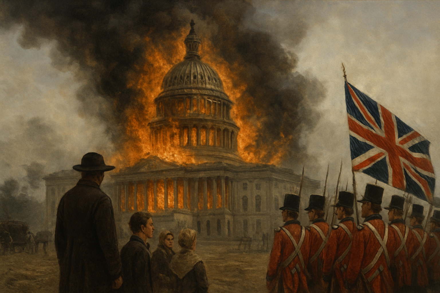 AI-generated historical illustration related to When British Troops Burned Washington in 1814